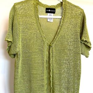 90s Vintage Lime Green Open Cardigan Sweater Size XL Large Lisa Says Gah Vibes